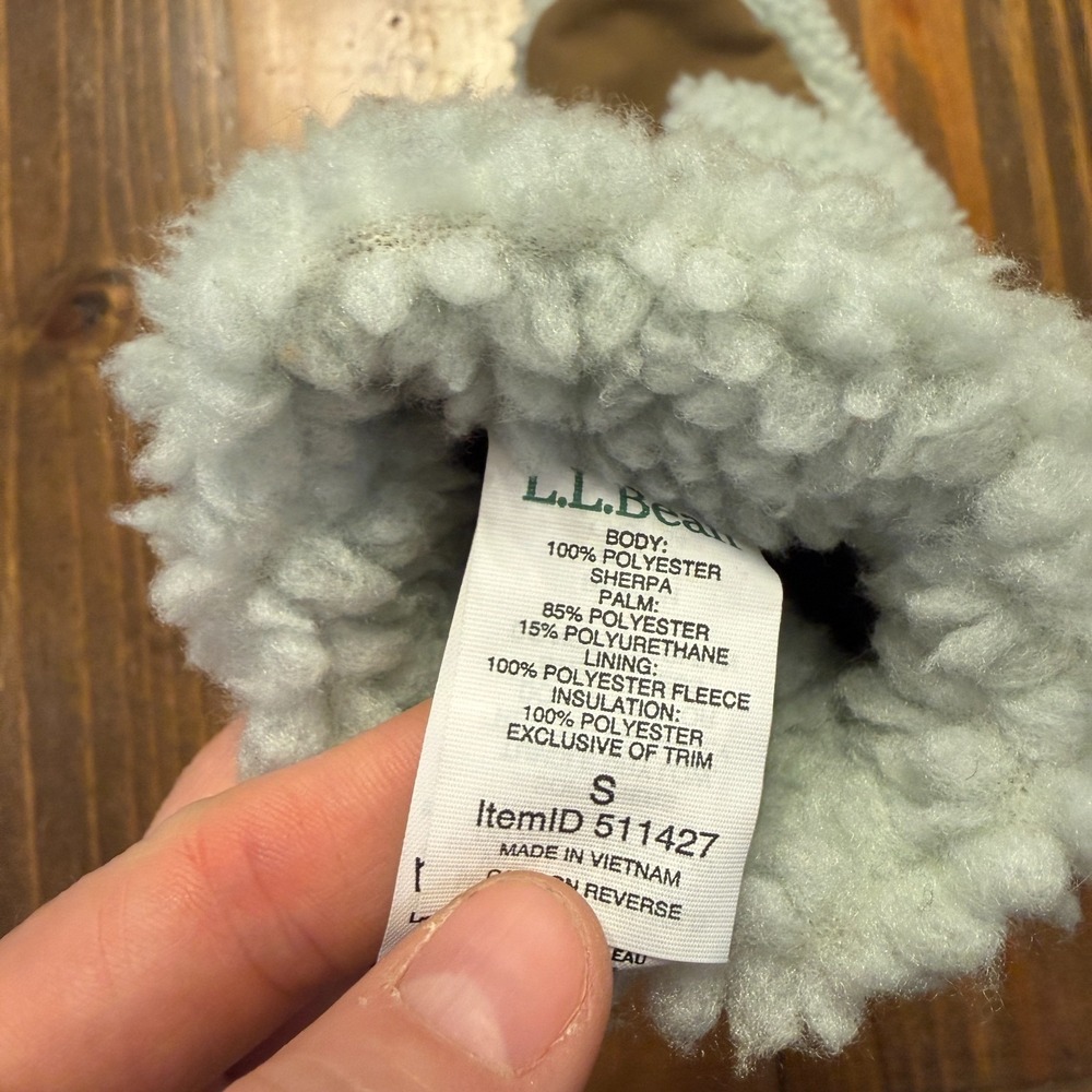 LL Bean Mountain Pile Fleece Mittens Womens Small Mint Green - Picture 3 of 3